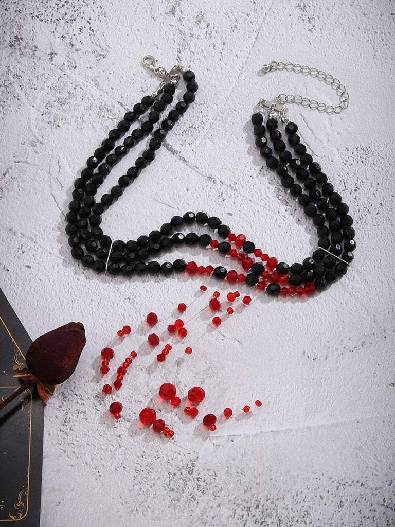 Gothic Mehrschichtig Beaded Blutstropfen Anhänger Halskette