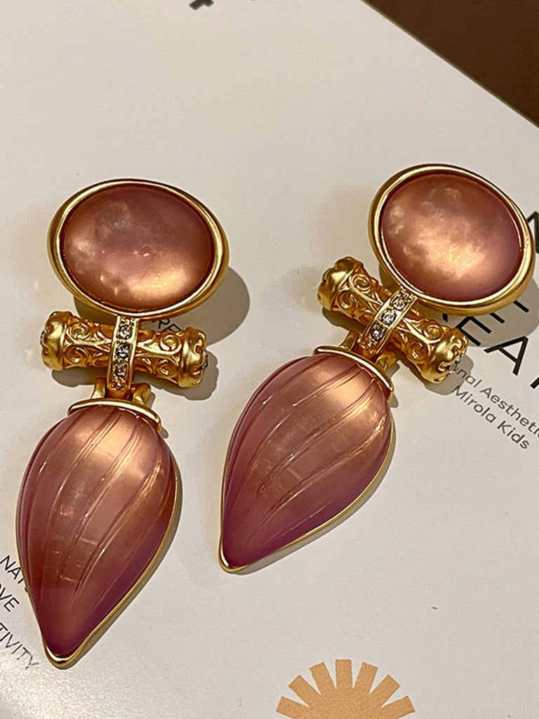 Rose Gold Vintage Wassertropfen Streifenohrringe