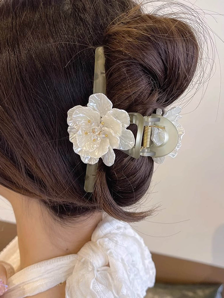 Retro 3D-Kamelie Blumen Kunststoff Haarklammer