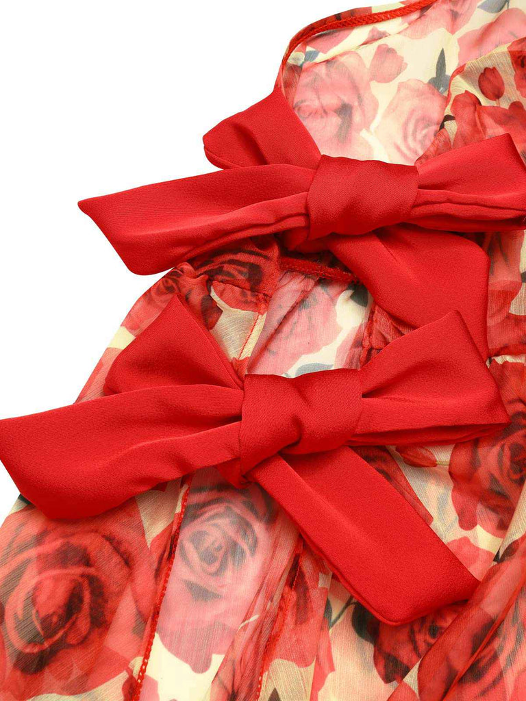 Rot 1960er Eine Schulter Roses Cover-Up