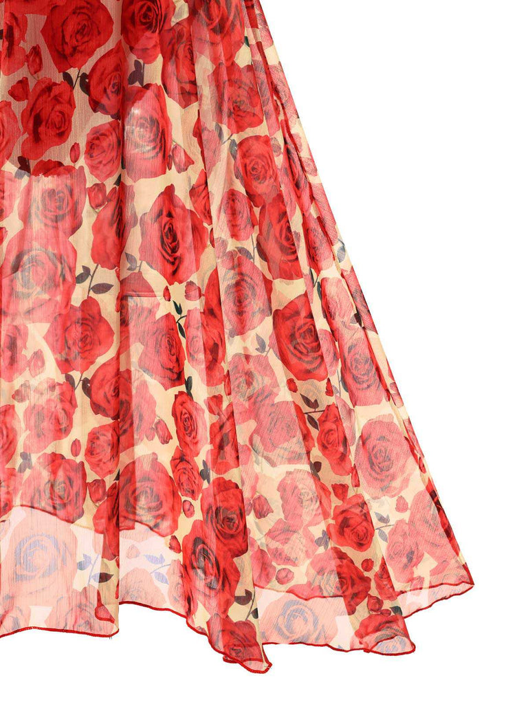 Rot 1960er Eine Schulter Roses Cover-Up