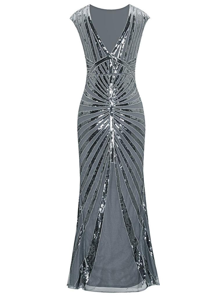 1920ER PAILLETTEN ART DECO MAXIKLEID