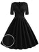 Schwarz 1950ER HOHE TAILLE V-AUSSCHNITT SWING KLEID