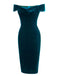 Dunkelgrün VINTAGE SCHULTERFREI PENCIL KLEID