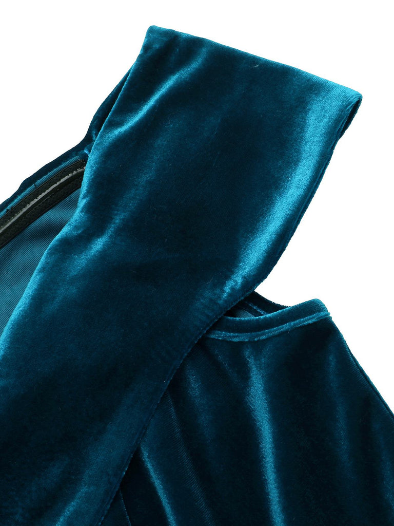 Dunkelgrün VINTAGE SCHULTERFREI PENCIL KLEID
