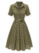GRÜN 1950ER PLAID KURAZARM SWING KLEID