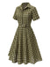 GRÜN 1950ER PLAID KURAZARM SWING KLEID