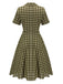 GRÜN 1950ER PLAID KURAZARM SWING KLEID