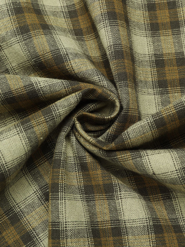 GRÜN 1950ER PLAID KURAZARM SWING KLEID
