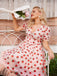 Rosa 1950er Spitze Erdbeere Swing Kleid