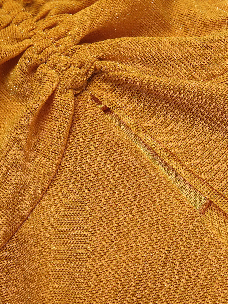 Gelb 1930er Rüsche Schnürschuh Fischschwanz Kleid