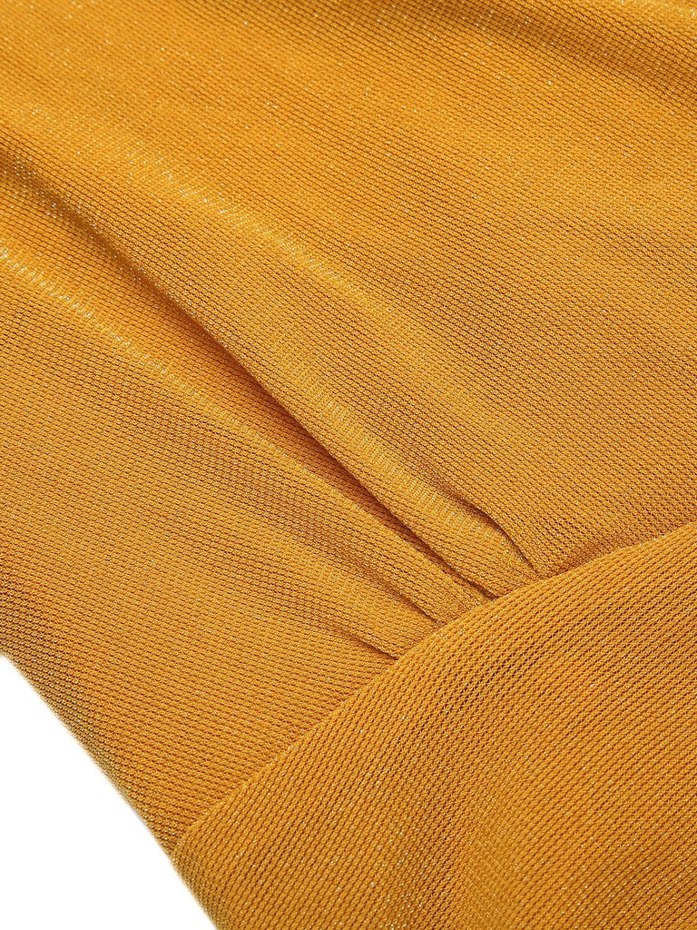 Gelb 1930er Rüsche Schnürschuh Fischschwanz Kleid