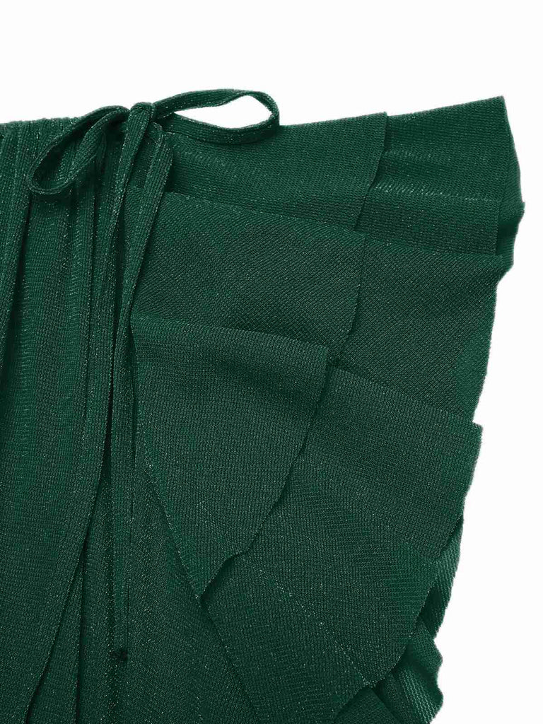 Gelb 1930er Rüsche Schnürschuh Fischschwanz Kleid