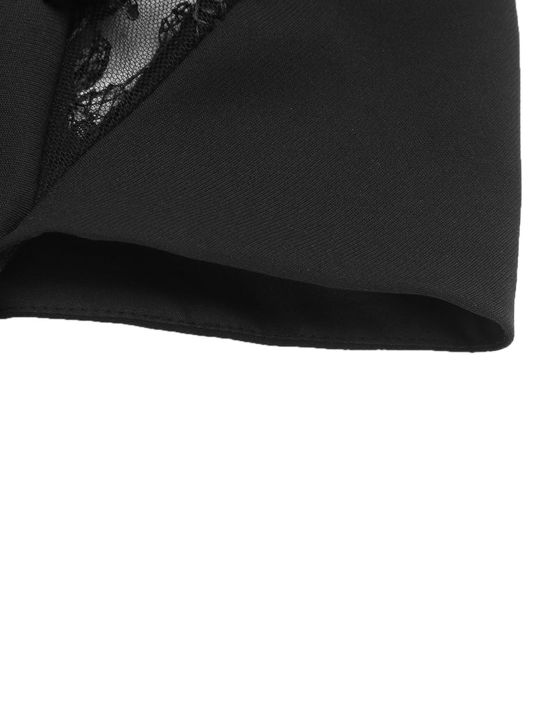 Schwarz 1960er Schmetterling Rückenfrei Bleistift Kleid