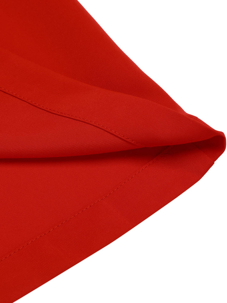 Rot 1950er Kirsche V-Ausschnitt Halter Schnürschuh Romper