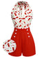 Rot 1950er Kirsche V-Ausschnitt Halter Schnürschuh Romper