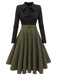 Dunkelgrün 1950ER DUNKELGRÜNES KARIERTES STRICKKLEID