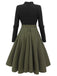 Dunkelgrün 1950ER DUNKELGRÜNES KARIERTES STRICKKLEID