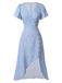 Lila 1930er Geblümtes V-Ausschnitt-Knopfkleid