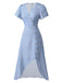 Lila 1930er Geblümtes V-Ausschnitt-Knopfkleid