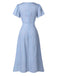 Lila 1930er Geblümtes V-Ausschnitt-Knopfkleid