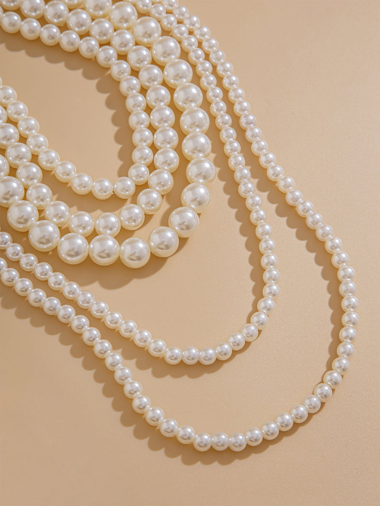 Weiß Vintage Geschichtet Perle Halskette