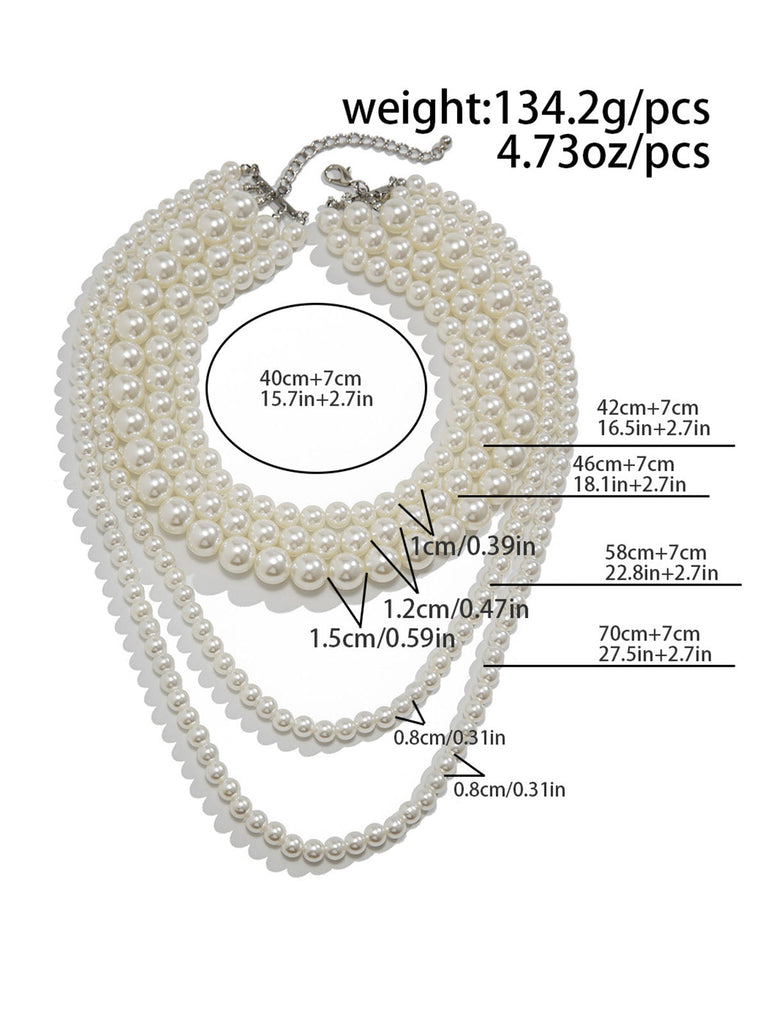 Weiß Vintage Geschichtet Perle Halskette