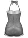 Gelb Gingham 1950er Schleife Neckholder Badeanzug