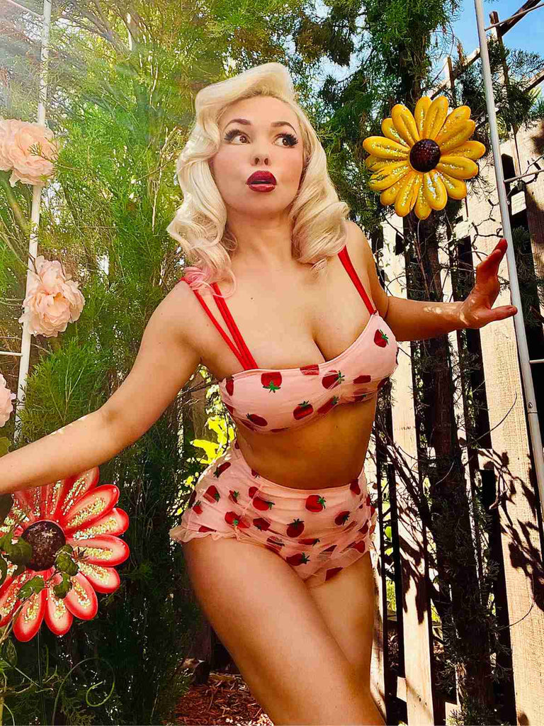 SPITZEN-ERDBEER-CAMI-TANKINI-SET