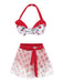 2PCS Rot 1950er Kirsche Bikini & Taille-Binden Cover up