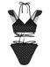 1970er Polka Dot Schnürung Rüschen Bikini Set