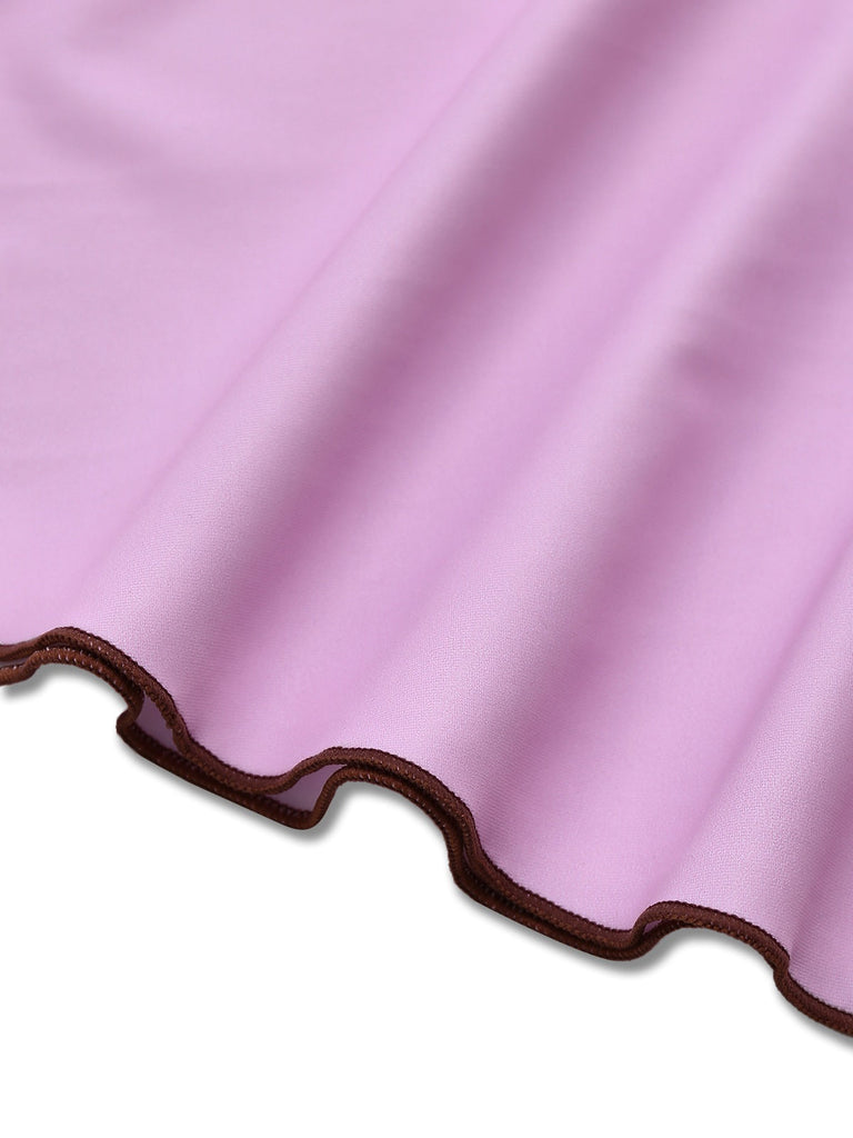 Rosaviolett 1940er Breite Träger Geometrisch Badekleid