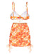 Orange 1950er Silhouette Blumen Träger Rock Bikini