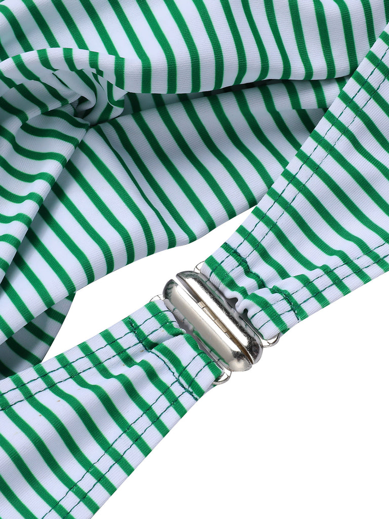 Rosa & Schwarz 1940er Gestreifter Träger Badeanzug