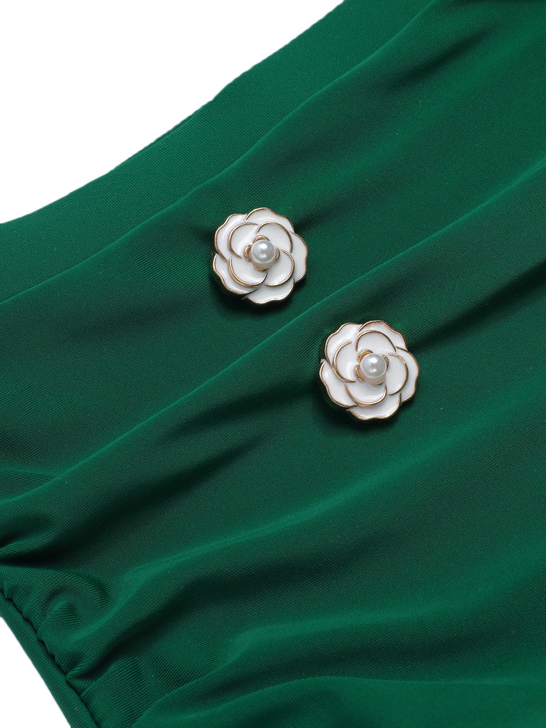 Rosa & Schwarz 1940er Gestreifter Träger Badeanzug