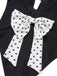 Schwarz 1950er Polka Dot V-Ausschnitt Bogen Badeanzug