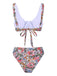 1940er Hippie Blumen Breit Gurt Badeanzug