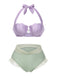Gelb 1970er Meerjungfrau Hülse Halter Bikini Set