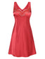 Rot 1960er Besticktes Spitze Patchwork Satin Nachthemd