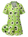 Grün 1970er Halloween Augapfel Revers Pyjama Set