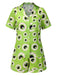 Grün 1970er Halloween Augapfel Revers Pyjama Set