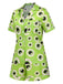 Grün 1970er Halloween Augapfel Revers Pyjama Set