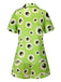 Grün 1970er Halloween Augapfel Revers Pyjama Set
