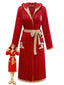 Rot 1940er Weihnachten Lebkuchen Kapuze Flanell Robe