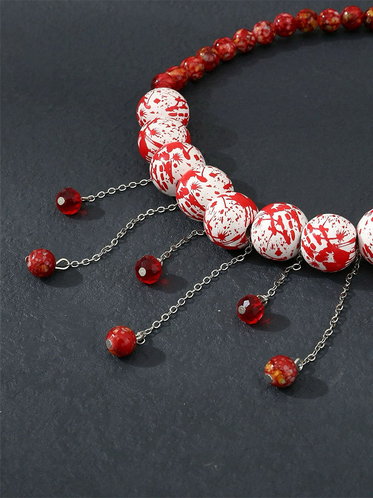 Halloween Blutstropfen & Perle Quaste Halskette