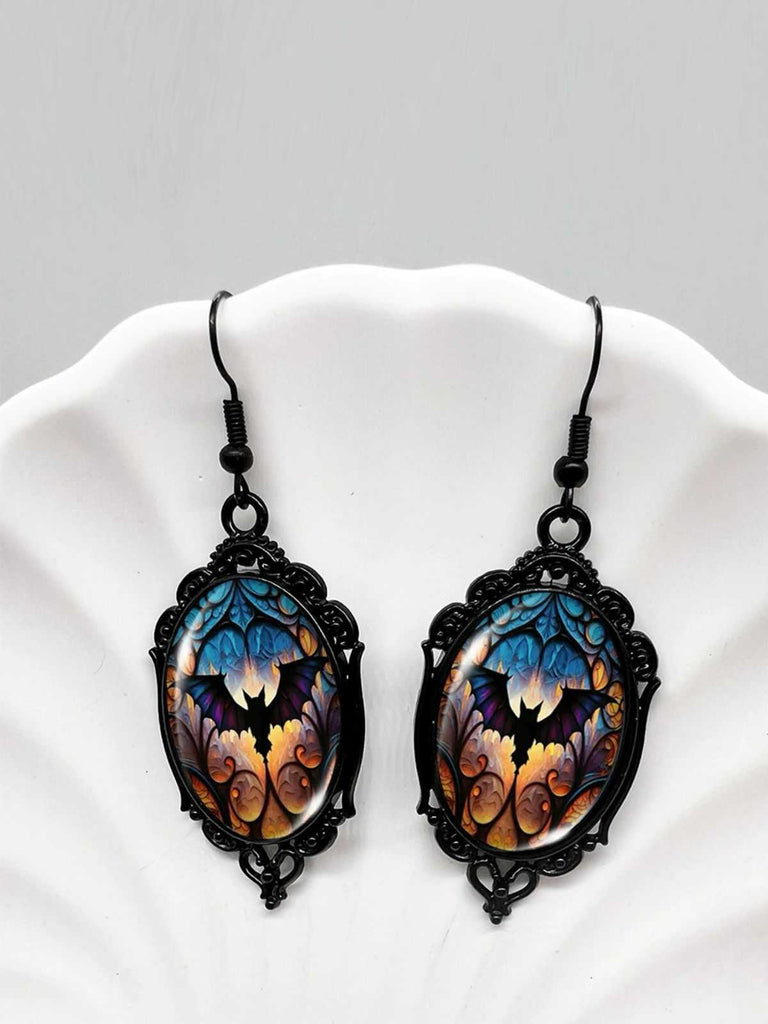 Gothic Hexe Fledermäuse Schädel Halloween Tropfenohrringe