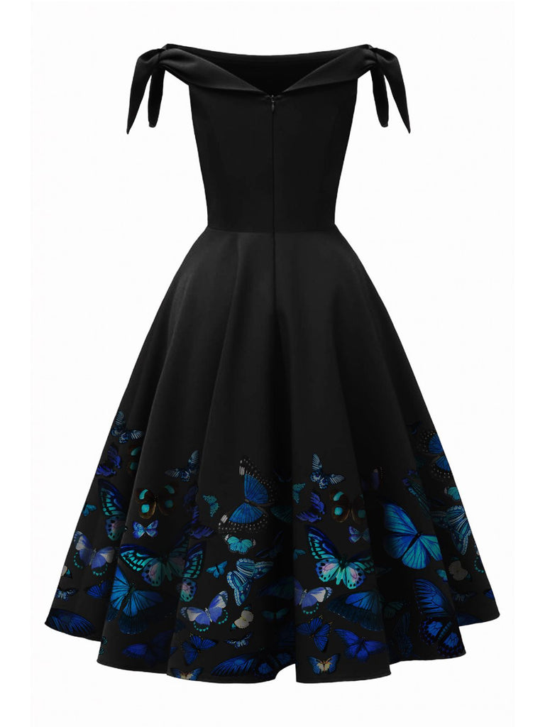 1950ER VINTAGE SCHULTERFREI SCHMETTERLING KLEID