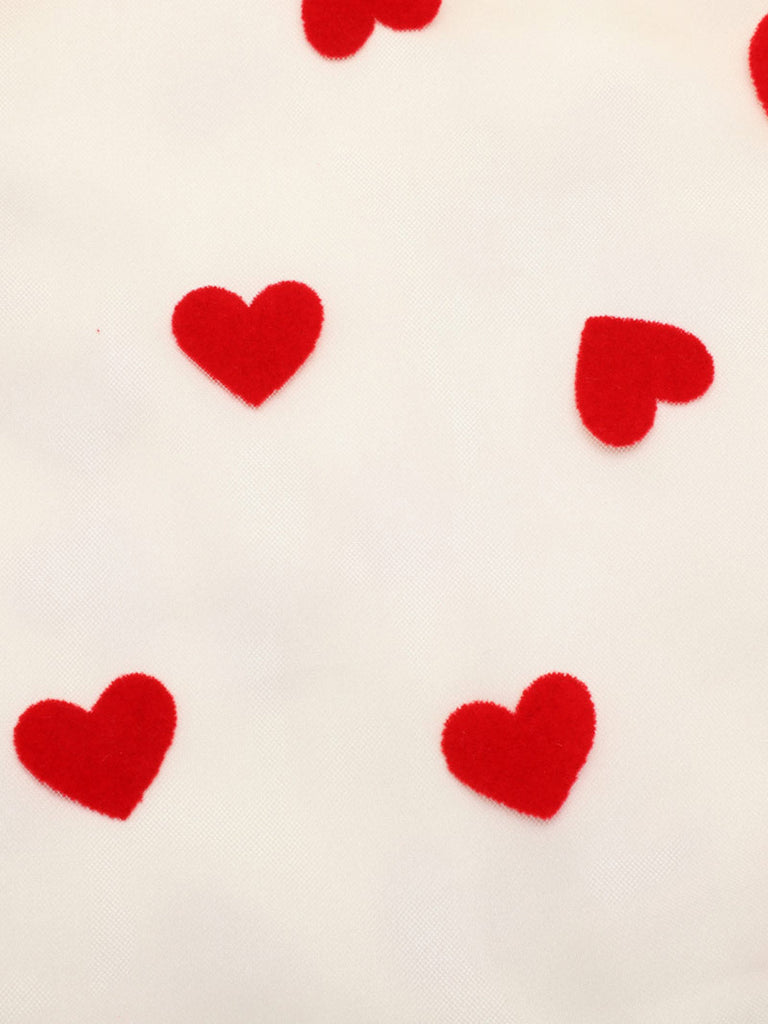 Herz 1950er Netz Spaghettiträger Kleid