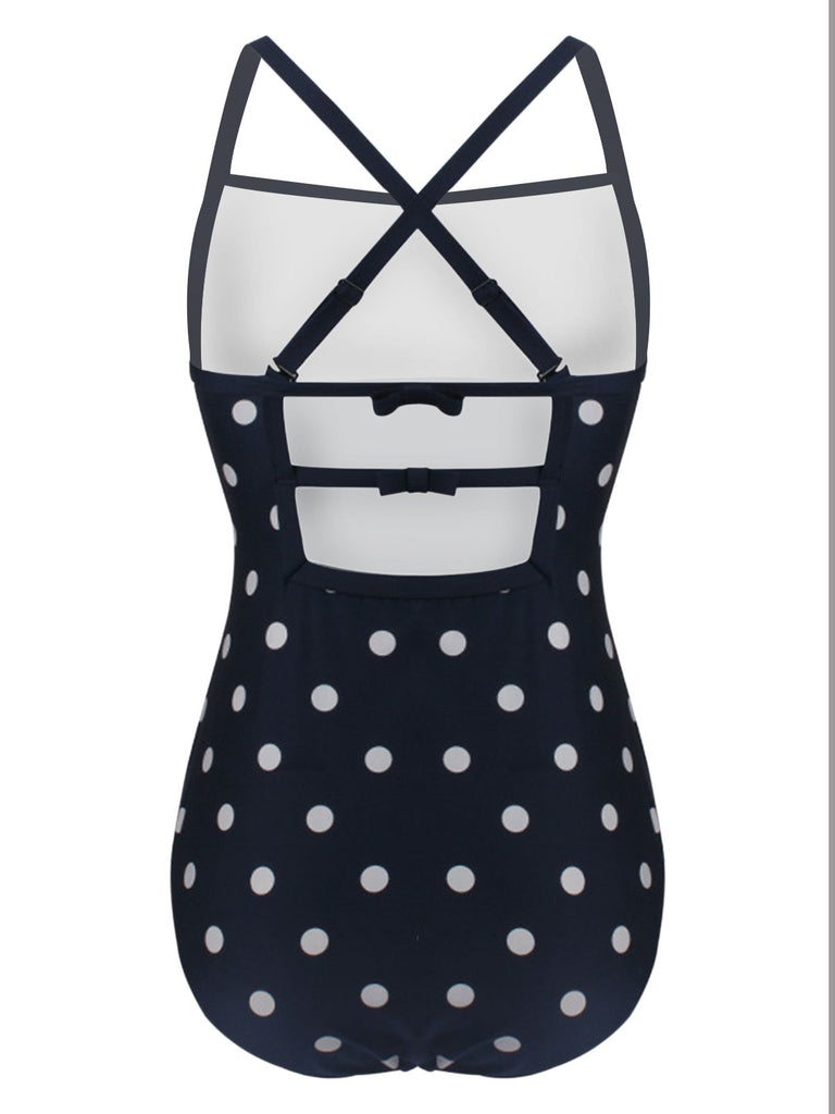 MARINEBLAU DOT SPAGHETTI BADEANZUG