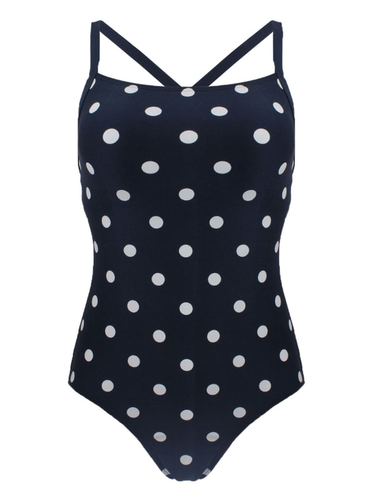 MARINEBLAU DOT SPAGHETTI BADEANZUG